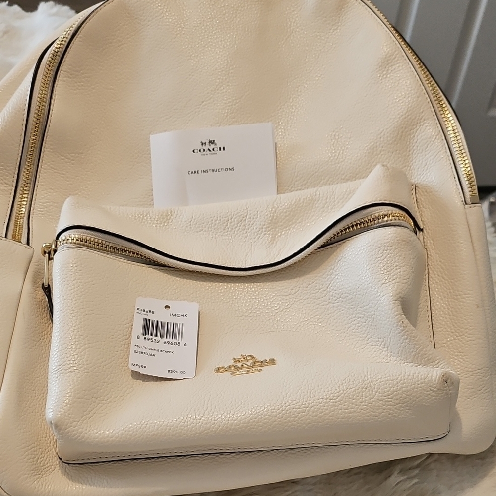 Coach Chalk Backpack with Gold Accents